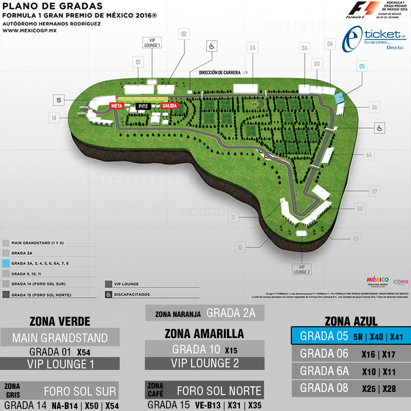 GRADA 5, ZONA AZUL, F1 MEXICOGP Autodromo Hermanos Rodriguez CIUDAD